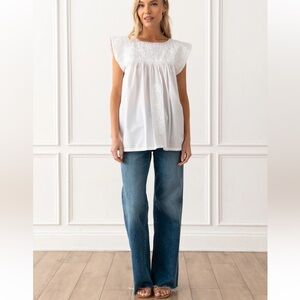 Mi Golondrina Blanca Nieve Flores Blouse